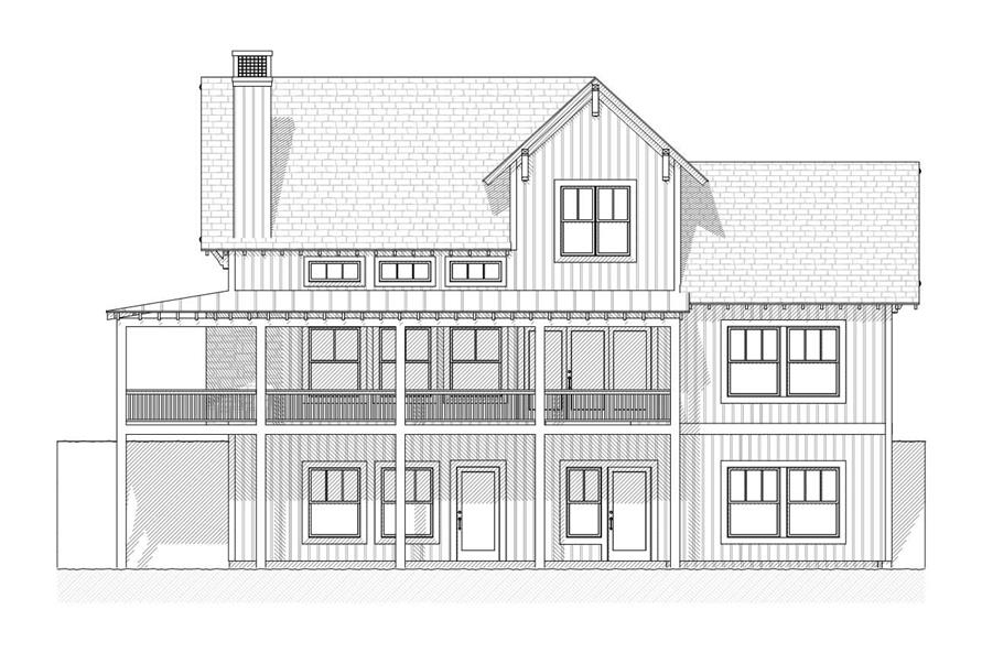 Home Plan Rear Elevation of this 4-Bedroom,1681 Sq Ft Plan -168-1044