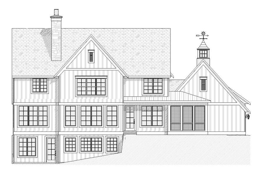 Home Plan Rear Elevation of this 4-Bedroom,3466 Sq Ft Plan -168-1045