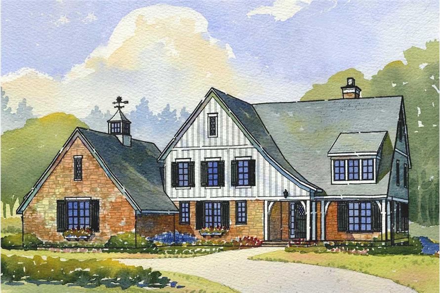 4-Bedroom, 3466 Sq Ft Country House Plan - 168-1045 - Front Exterior