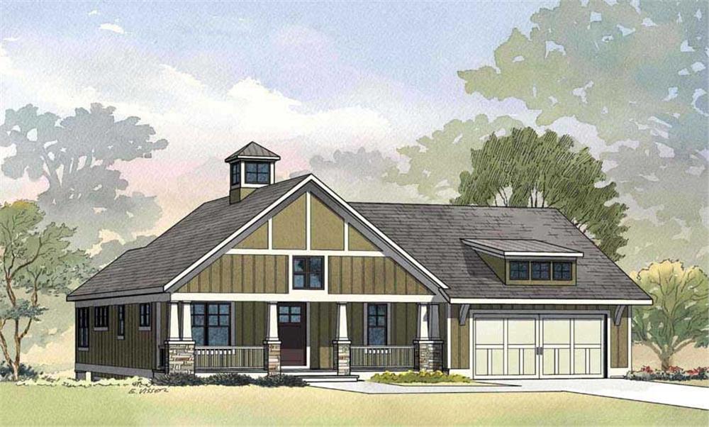 Artisit's rendering of Craftsman home (ThePlanCollection: House Plan #168-1049)