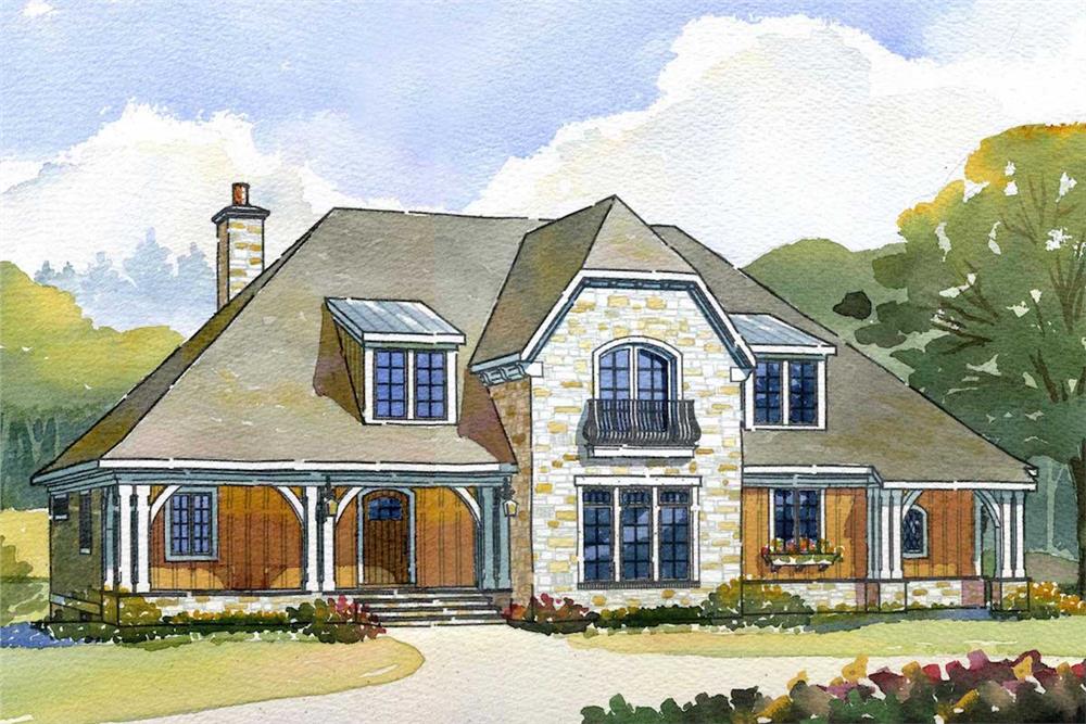 French Country home plan (ThePlanCollection: House Plan #168-1050)