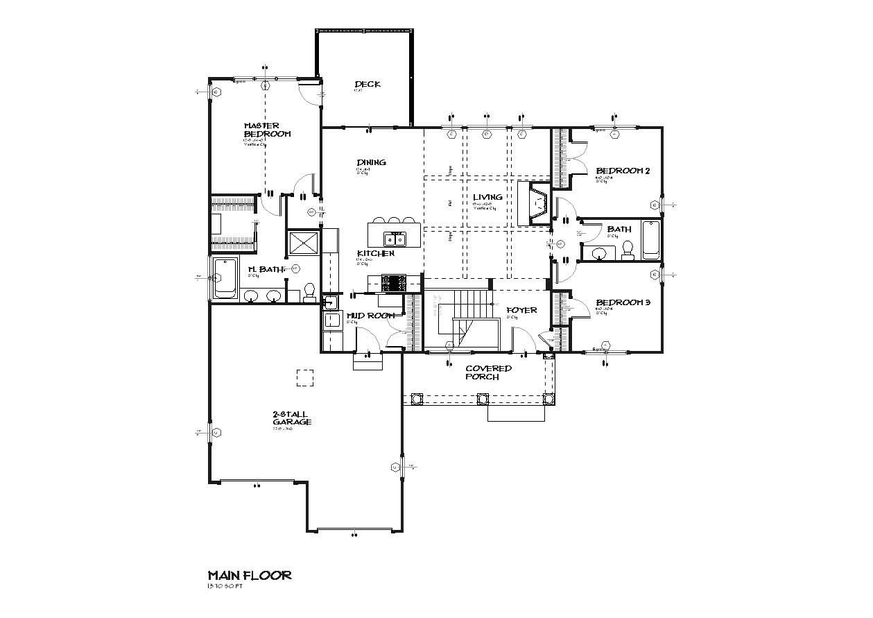 Floor Plan First Story of Country Plan #168-1054