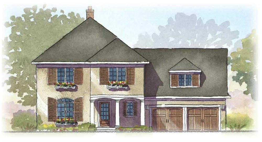 This is a colored rendering of these European House Plans.
