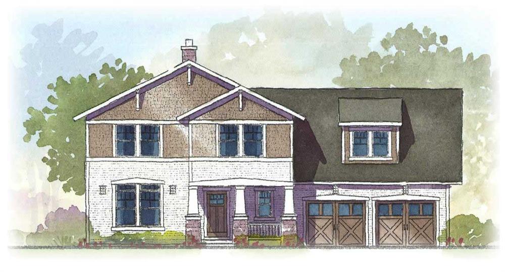 This is a colored rendering of these Craftsman Home Plans.