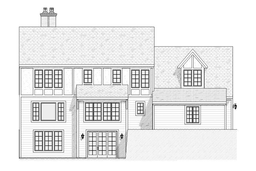 Home Plan Rear Elevation of this 4-Bedroom,3238 Sq Ft Plan -168-1063