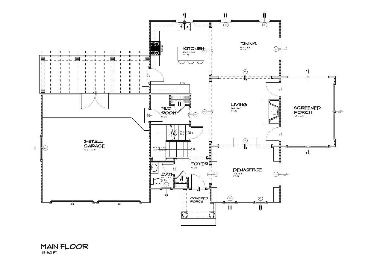 Floor Plan First Story of Colonial Plan #168-1066