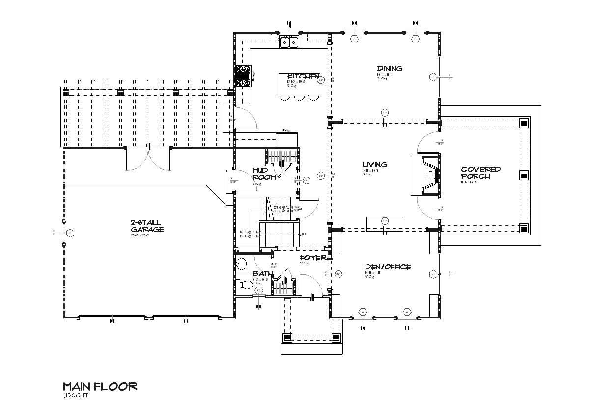 Floor Plan First Story of Craftsman Plan #168-1067