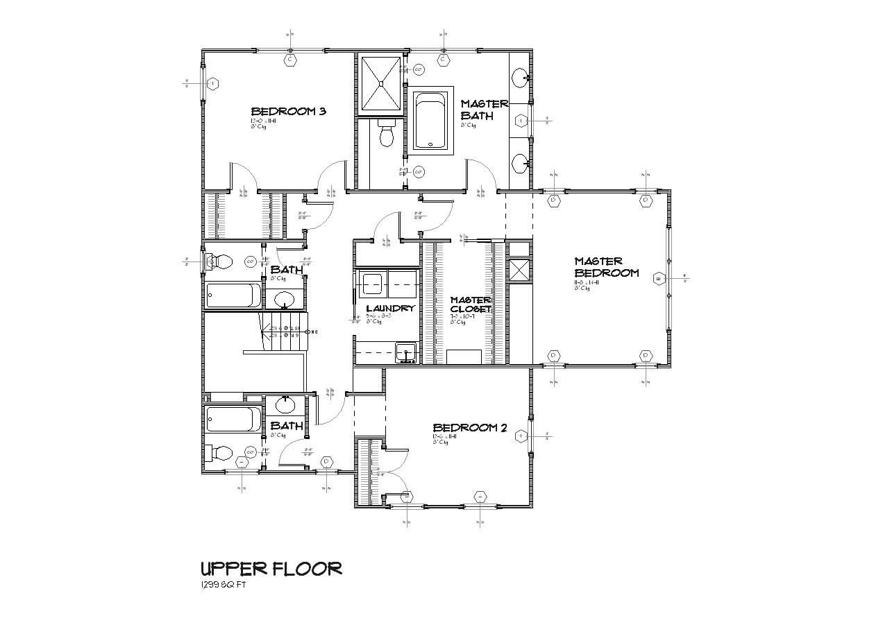 Floor Plan Second Story of Craftsman Plan #168-1067
