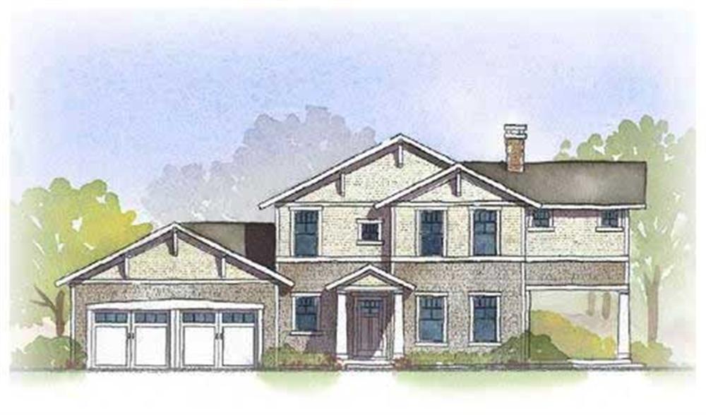 This image shows the front elevation of these Craftsman Homeplans.
