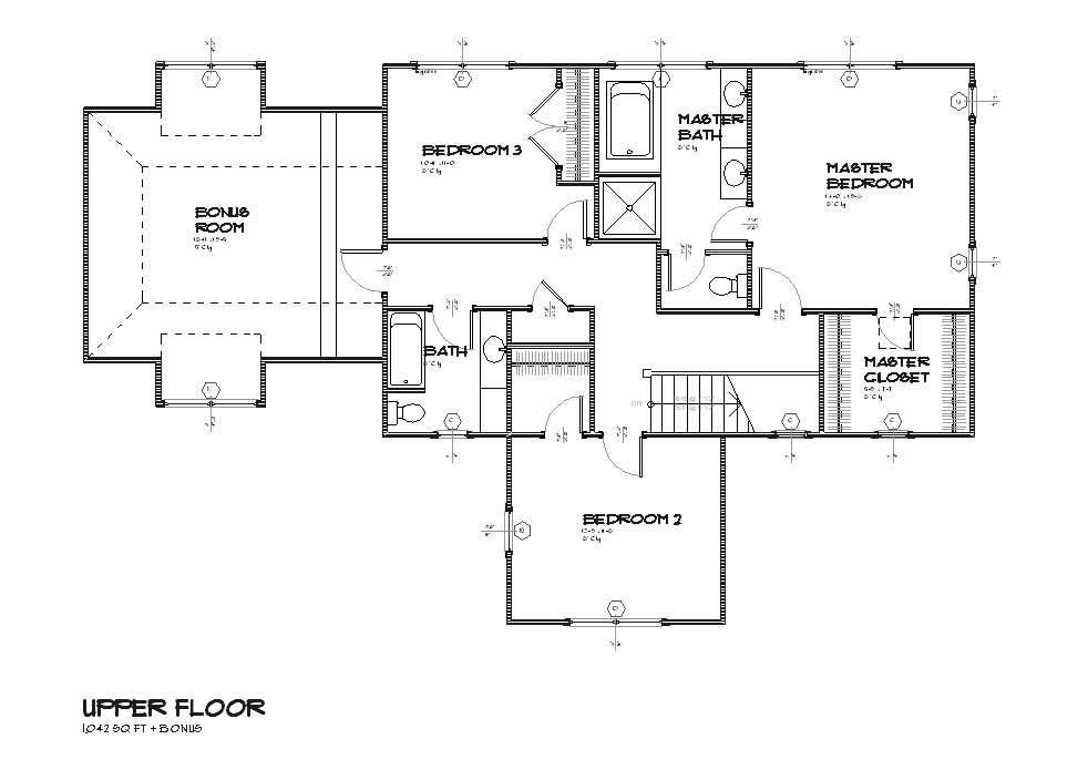 Floor Plan Second Story of European Plan #168-1070