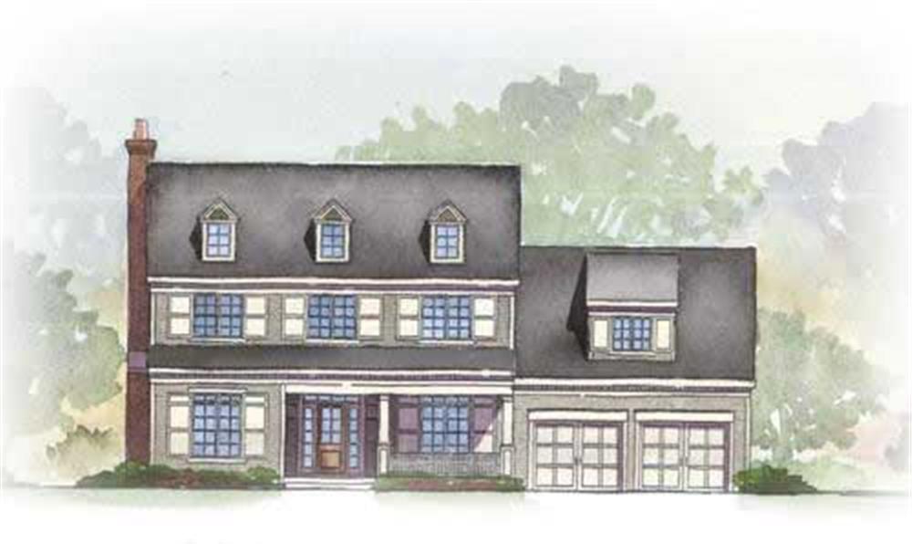This is a colored elevation for these Colonial House Plans.