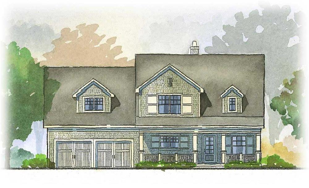 This is a front elevation of these Craftsman Country House Plans.