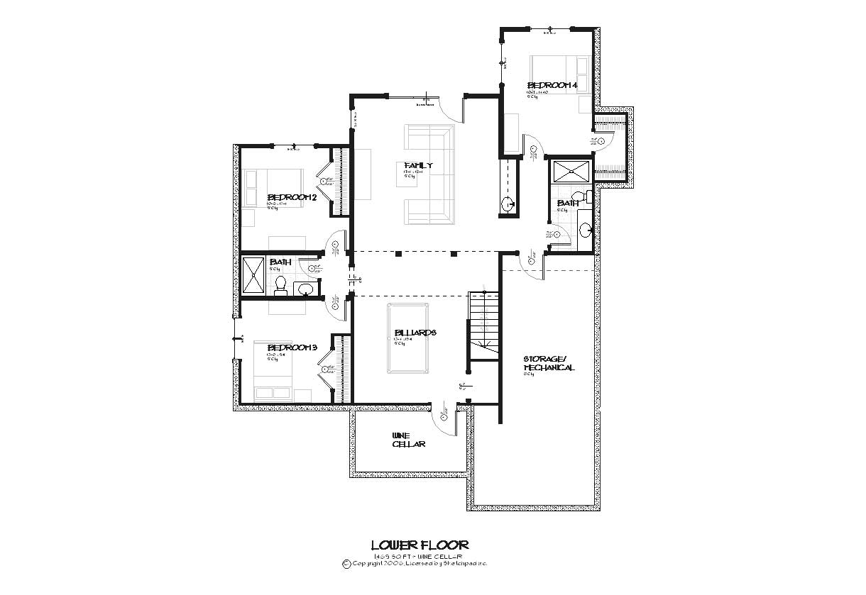 Floor Plan Basement of Contemporary Plan #168-1076