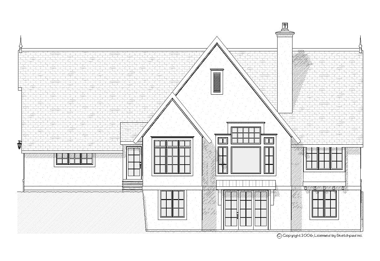 Home Plan Rear Elevation of this 4-Bedroom,3397 Sq Ft Plan -168-1076
