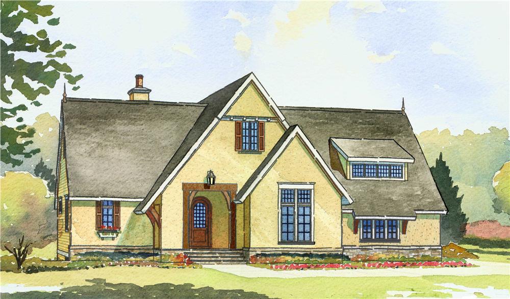 This image shows the front elevation of these Home Plans.