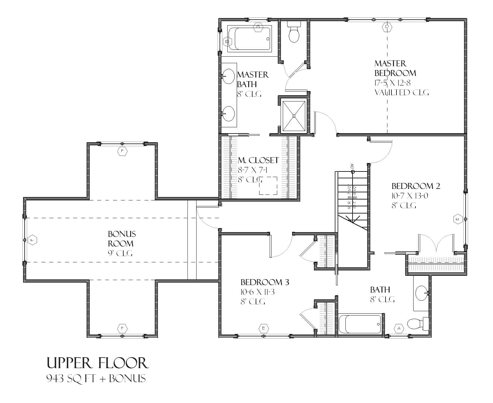 Floor Plan Second Story of Country Plan #168-1084