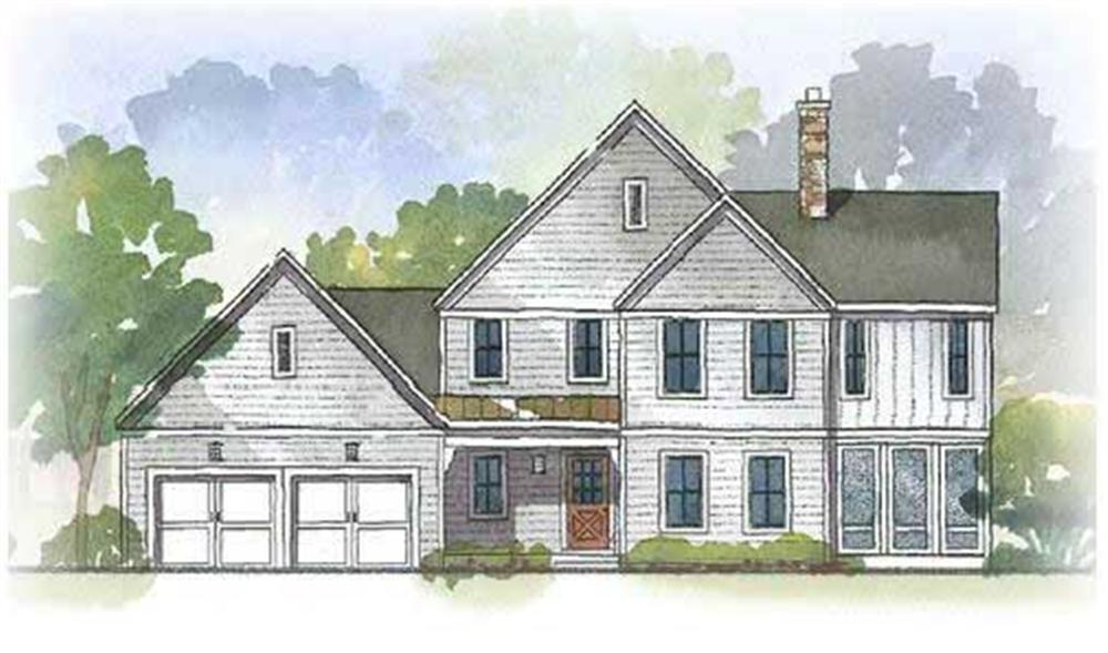 This image is an artist's rendering of these charming Colonial Houseplans.