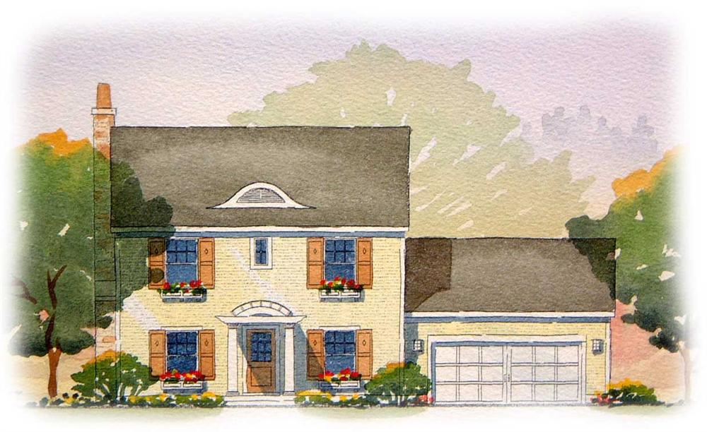 Front elevation of Colonial home (ThePlanCollection: House Plan #168-1094)