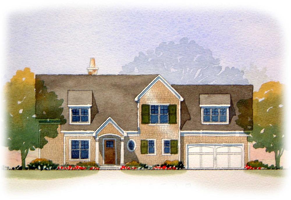 This picture is an artist's rendering of these Traditional Homeplans.