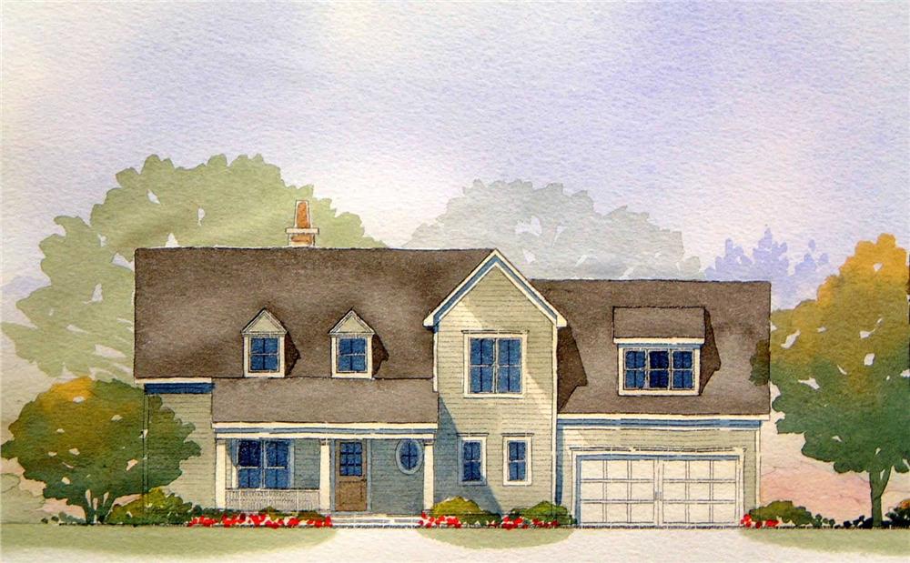 This is a colored front elevation image for Cape Cod Houseplans Nance.