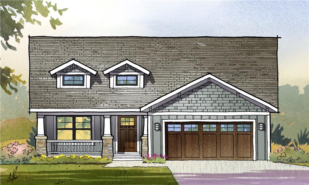 Front elevation of Ranch home (ThePlanCollection: House Plan #168-1119)