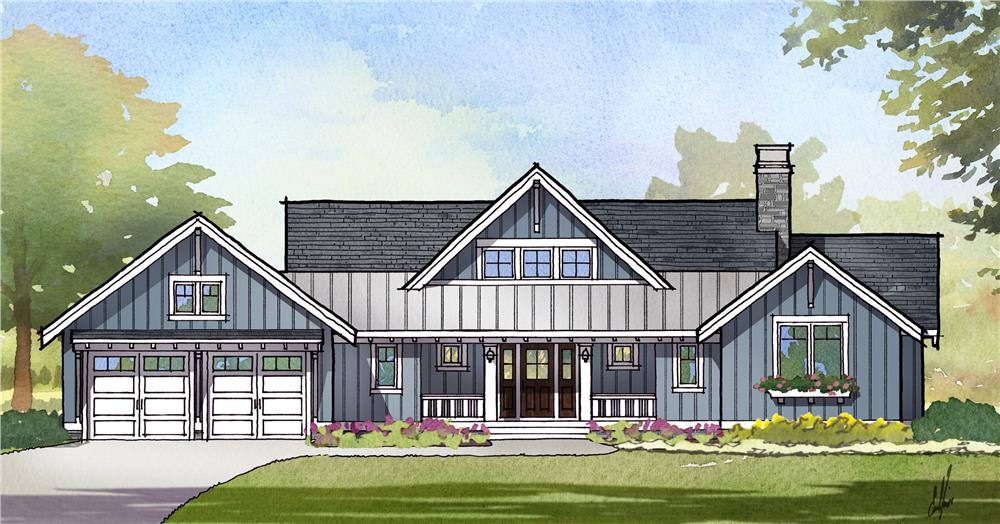 Front elevation of Cottage home (ThePlanCollection: House Plan #168-1124)