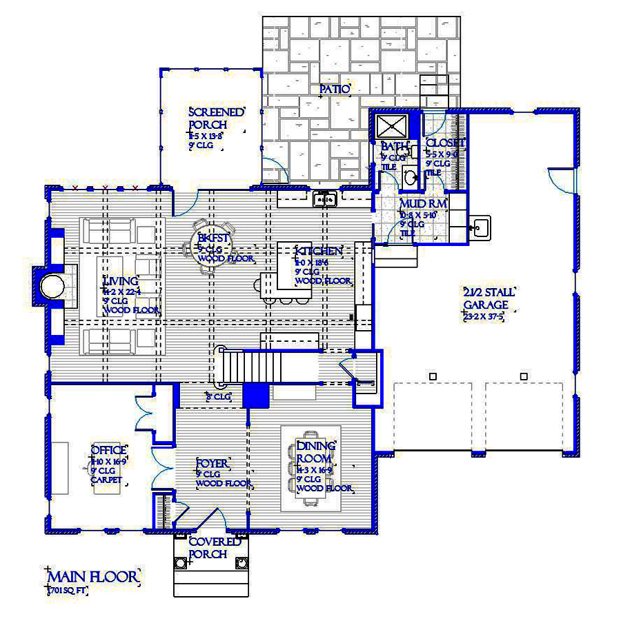 Floor Plan First Story of Traditional Plan #168-1138