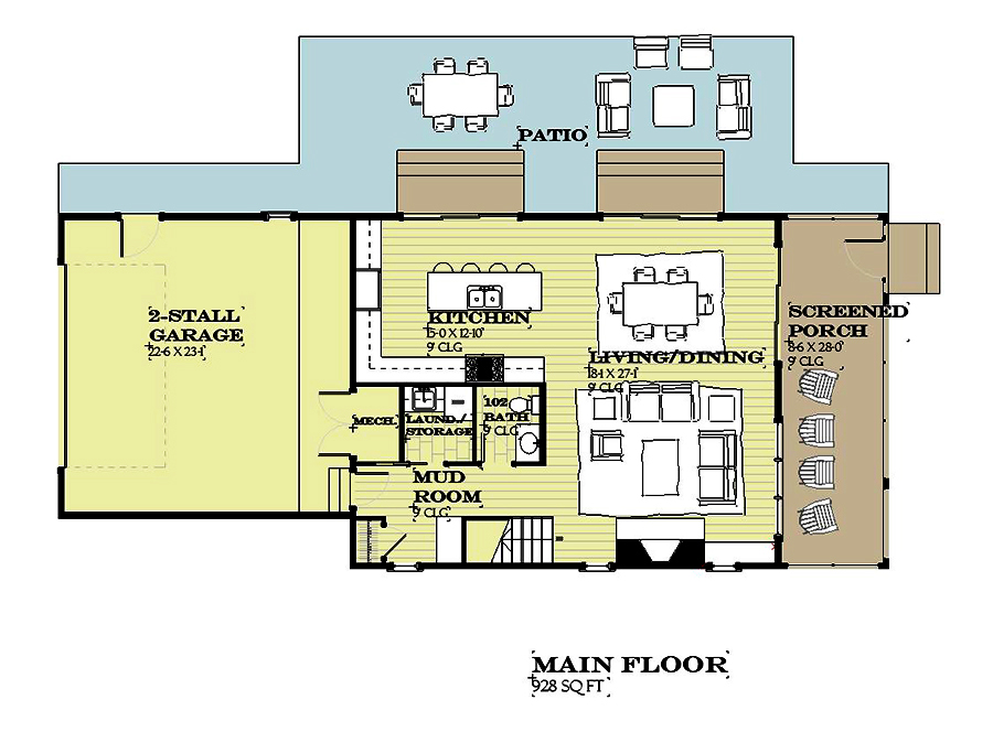 Floor Plan First Story of Traditional Plan #168-1139