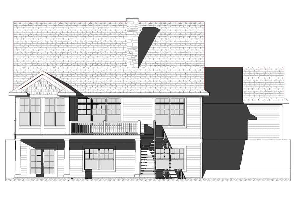 Home Plan Rear Elevation of this 3-Bedroom,3025 Sq Ft Plan -168-1142
