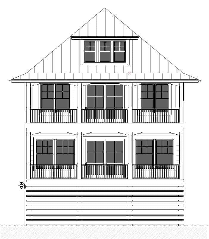 Home Plan Rear Elevation of this 5-Bedroom,3588 Sq Ft Plan -168-1163