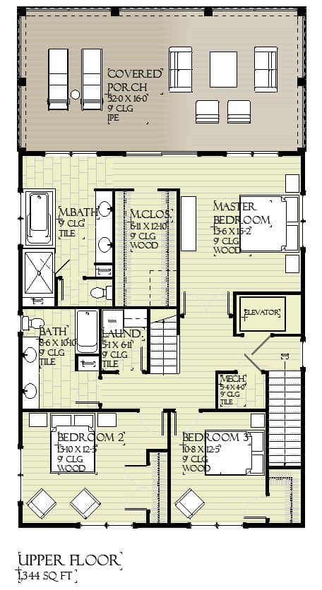 Upper Level of Modern Plan #168-1163