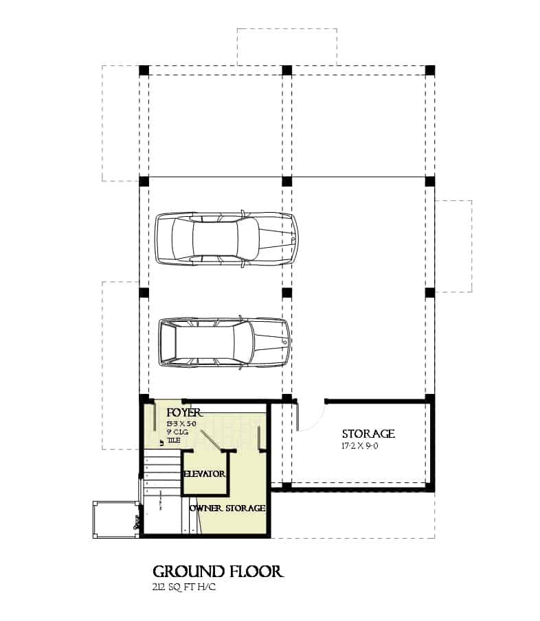 Basement of Cottage Plan #168-1165