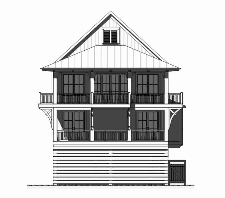 Home Plan Rear Elevation of this 4-Bedroom,2593 Sq Ft Plan -168-1165