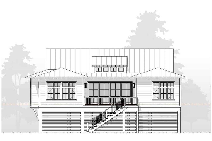 Home Plan Rear Elevation of this 4-Bedroom,2108 Sq Ft Plan -168-1169
