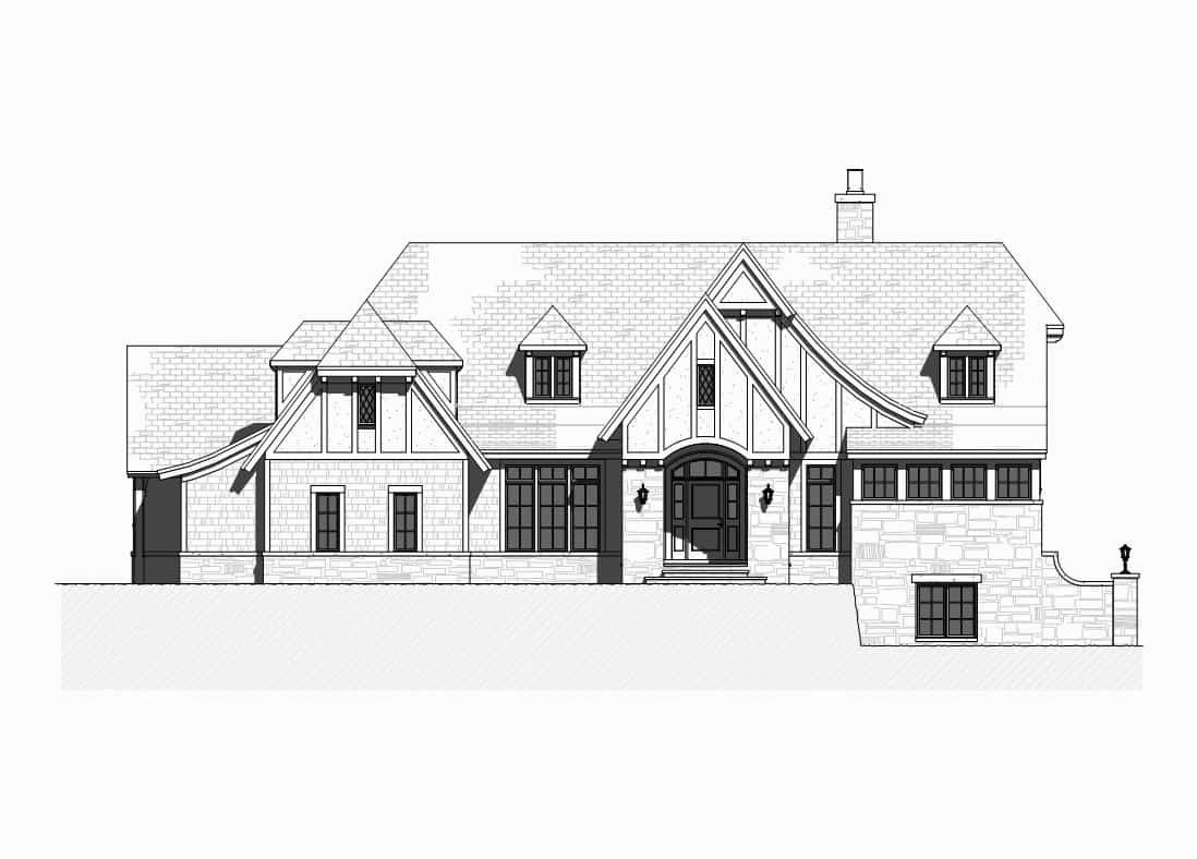 Home Plan Front Elevation of this 5-Bedroom,4127 Sq Ft Plan -168-1170