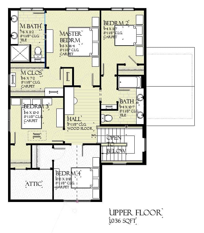 Upper Level of Tudor Plan #168-1171