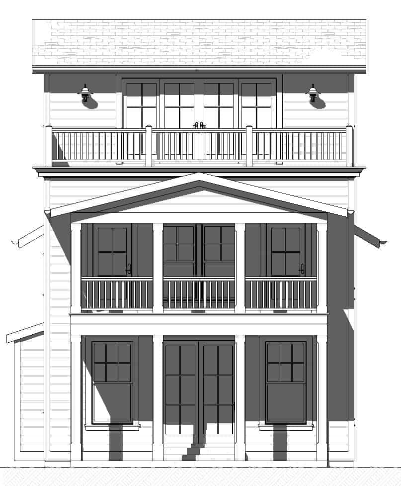 Home Plan Front Elevation of this 5-Bedroom,2859 Sq Ft Plan -168-1172