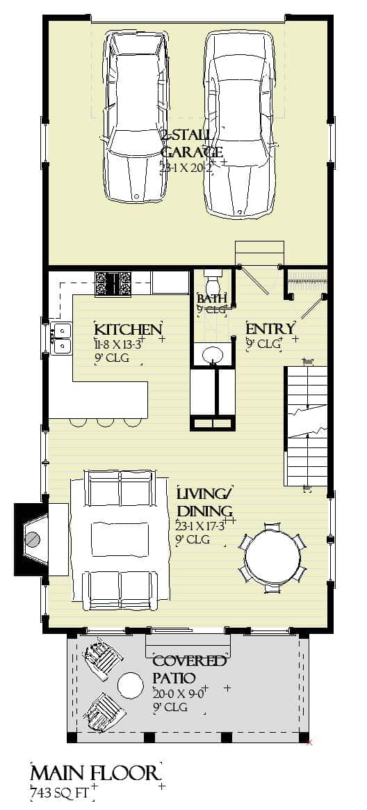 Main Level of Cottage Plan #168-1172