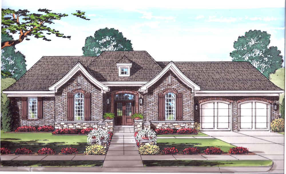 Home Plan Front Elevation of this 3-Bedroom,1948 Sq Ft Plan -169-1034