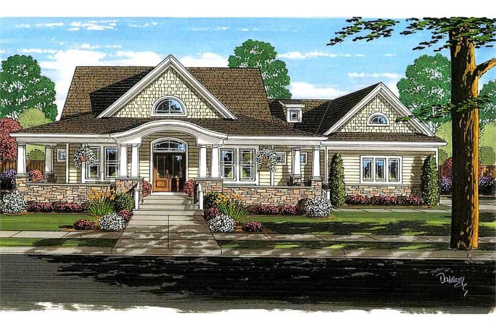Front elevation of Cape Cod home (ThePlanCollection: House Plan #169-1035)