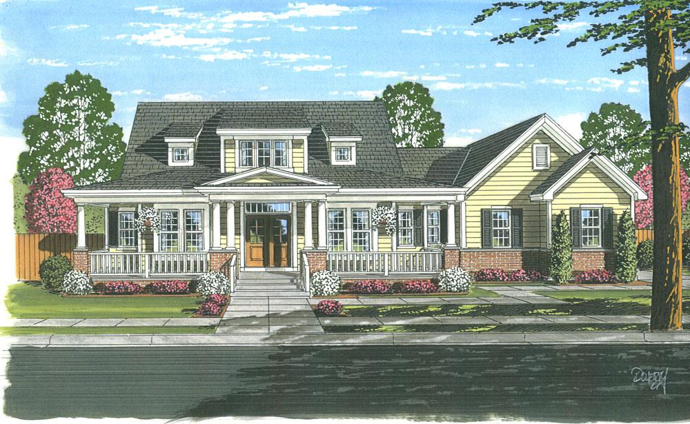Front elevation of Cape Cod home (ThePlanCollection: House Plan #169-1052)