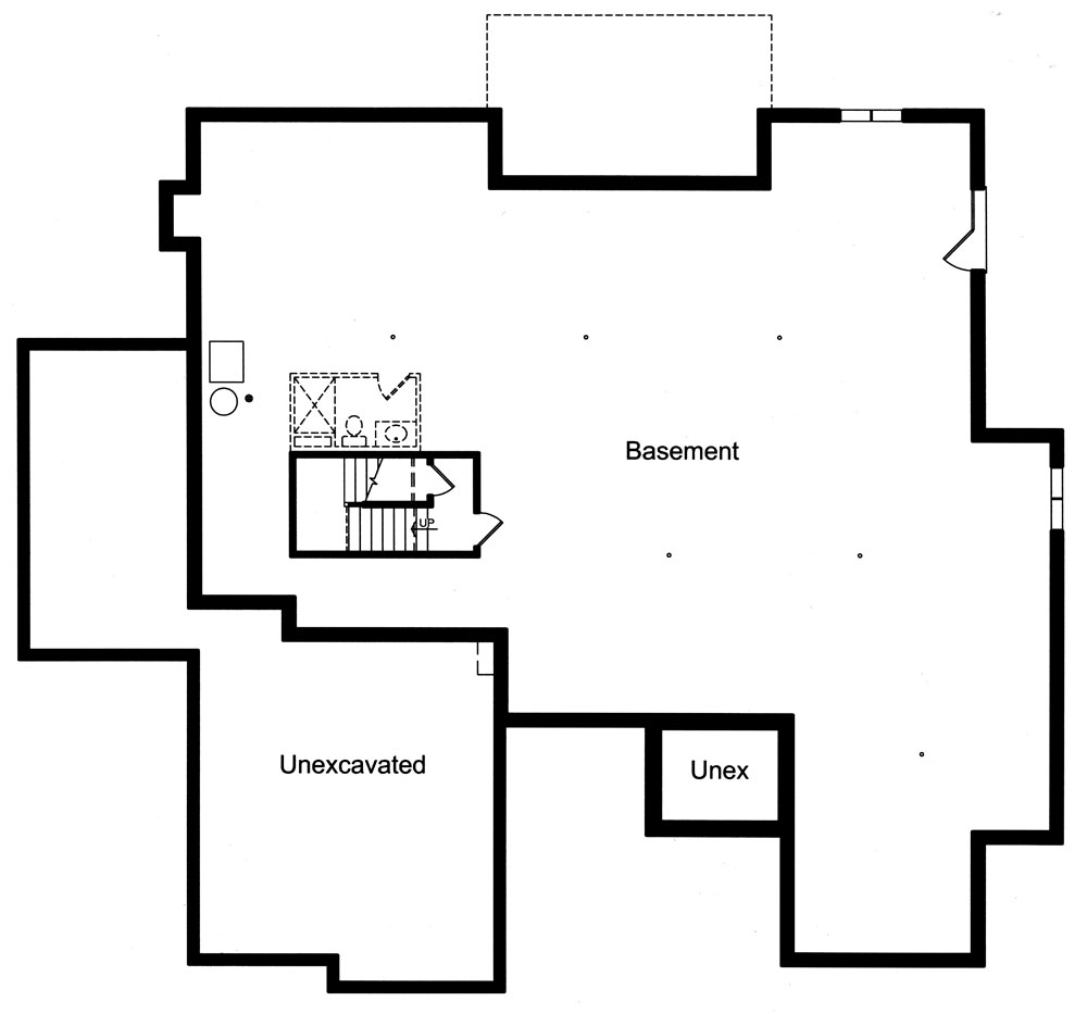 Floor Plan Basement of Ranch Plan #169-1053