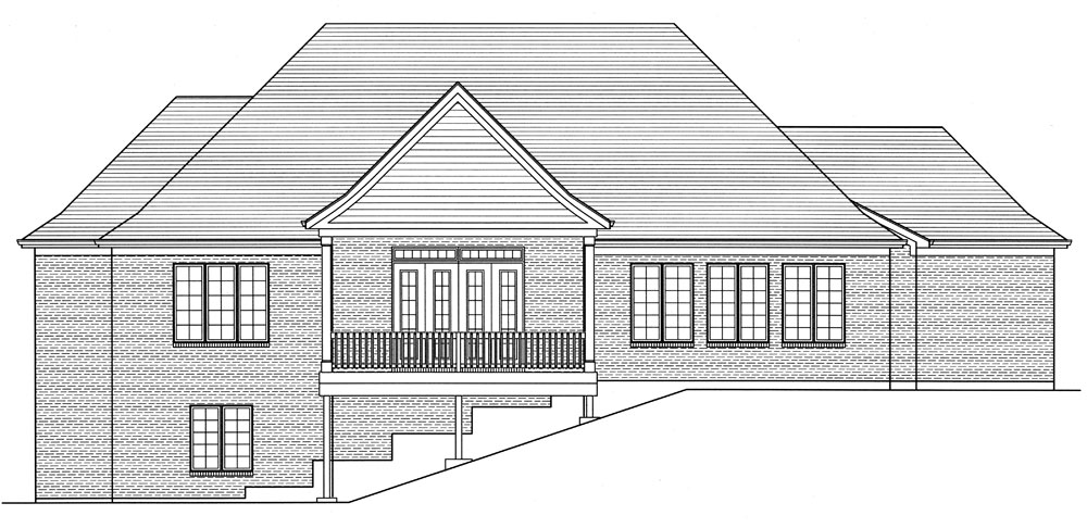 Home Plan Rear Elevation of this 3-Bedroom,2836 Sq Ft Plan -169-1053