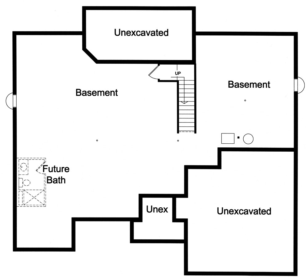 Floor Plan Basement of Ranch Plan #169-1054