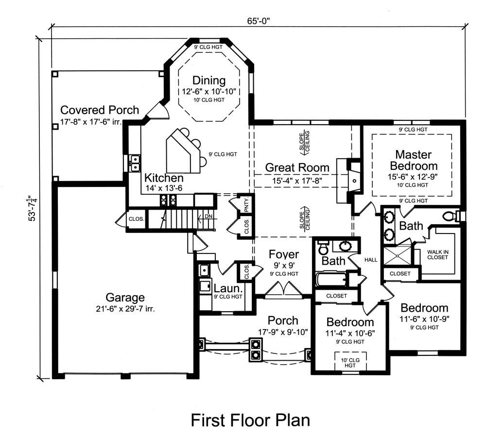Floor Plan First Story of European Plan #169-1060