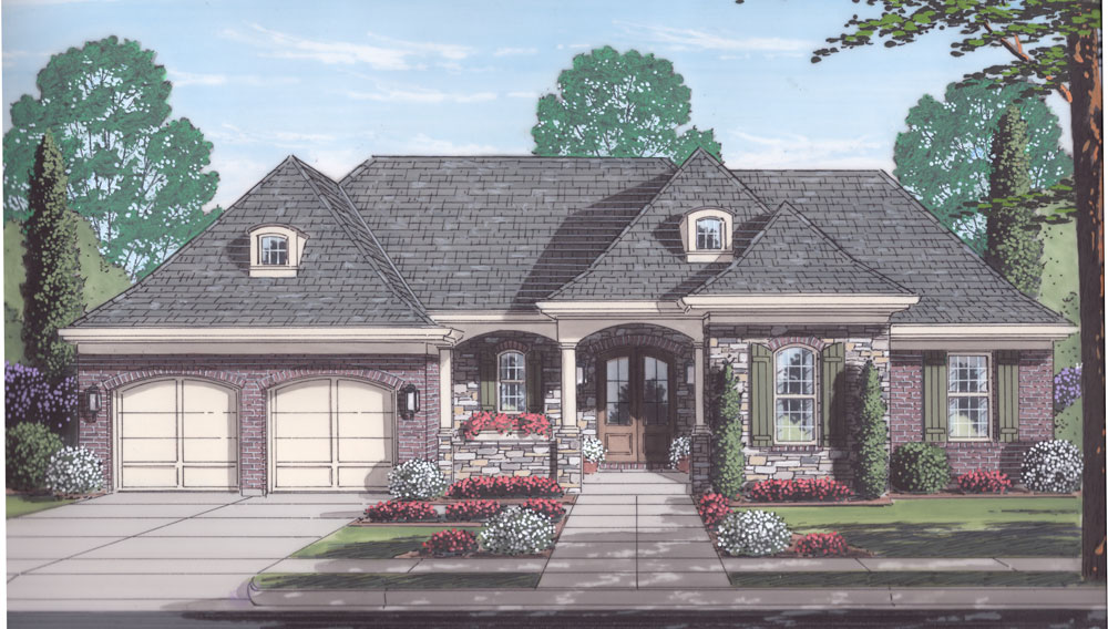 Front elevation of European home (ThePlanCollection: House Plan #169-1060)