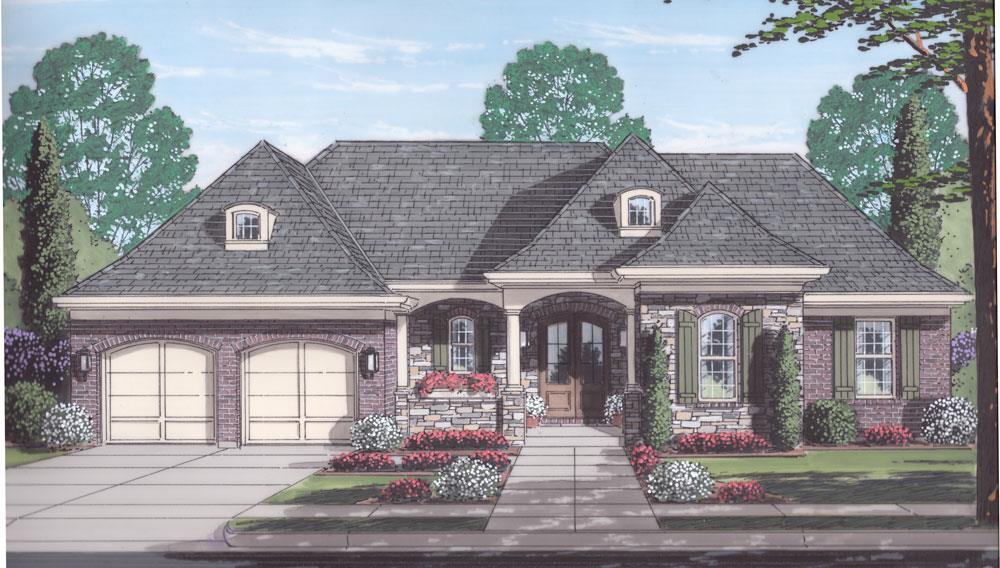 Front elevation of European home (ThePlanCollection: House Plan #169-1060)