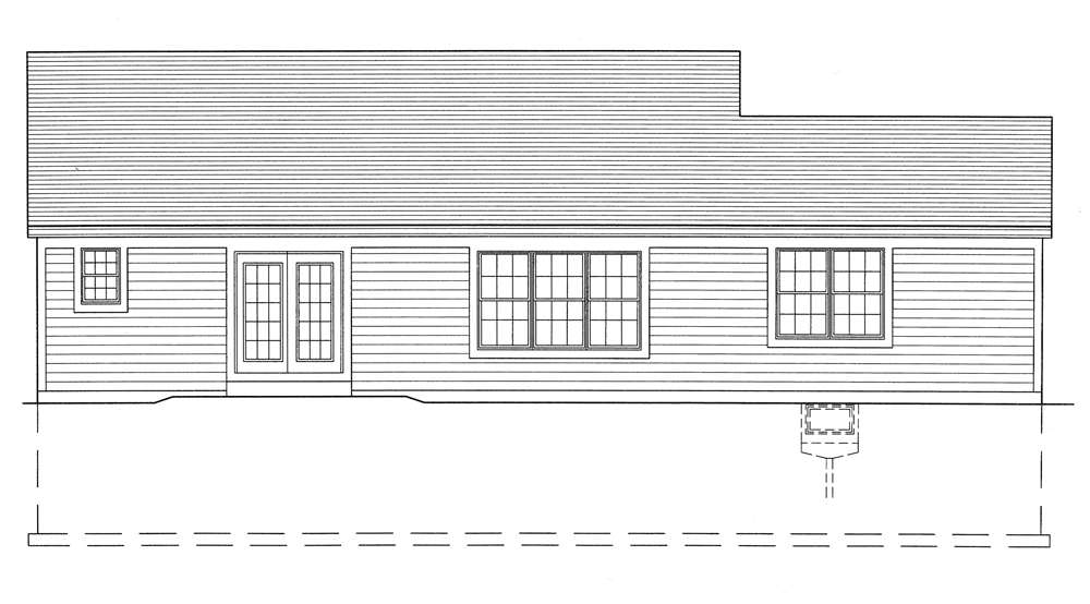 Home Plan Rear Elevation of this 3-Bedroom,1569 Sq Ft Plan -169-1088