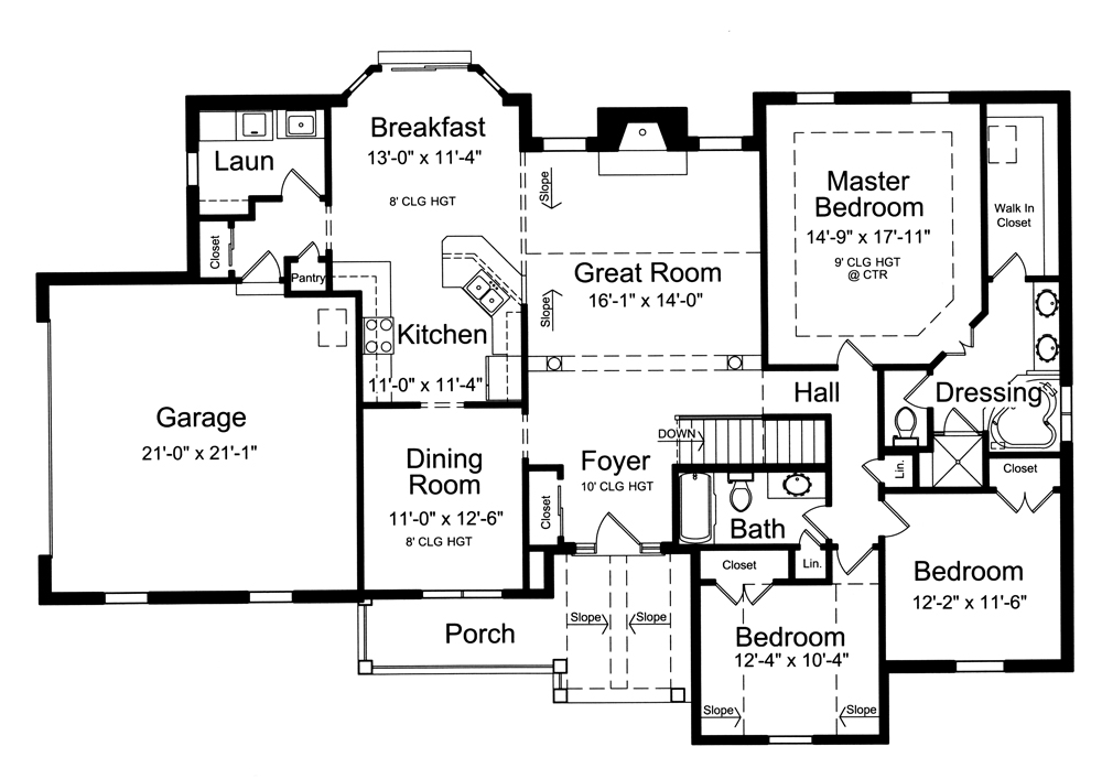Floor Plan First Story of Cottage Plan #169-1095
