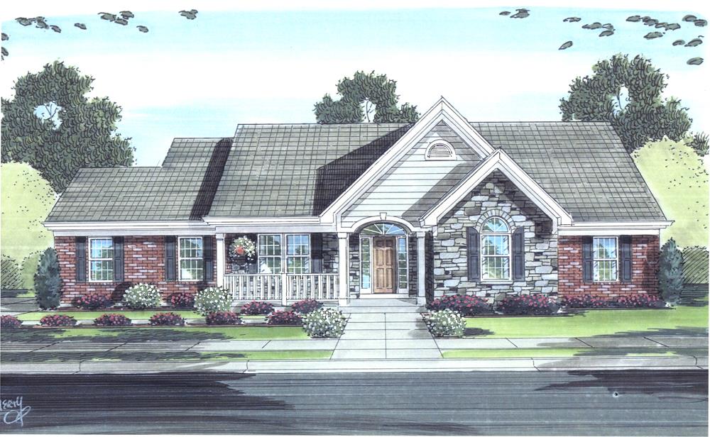 Front elevation of Cottage home (ThePlanCollection: House Plan #169-1095)